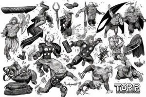 thor in battle tattoo idea