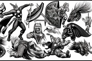 thor in battle tattoo idea