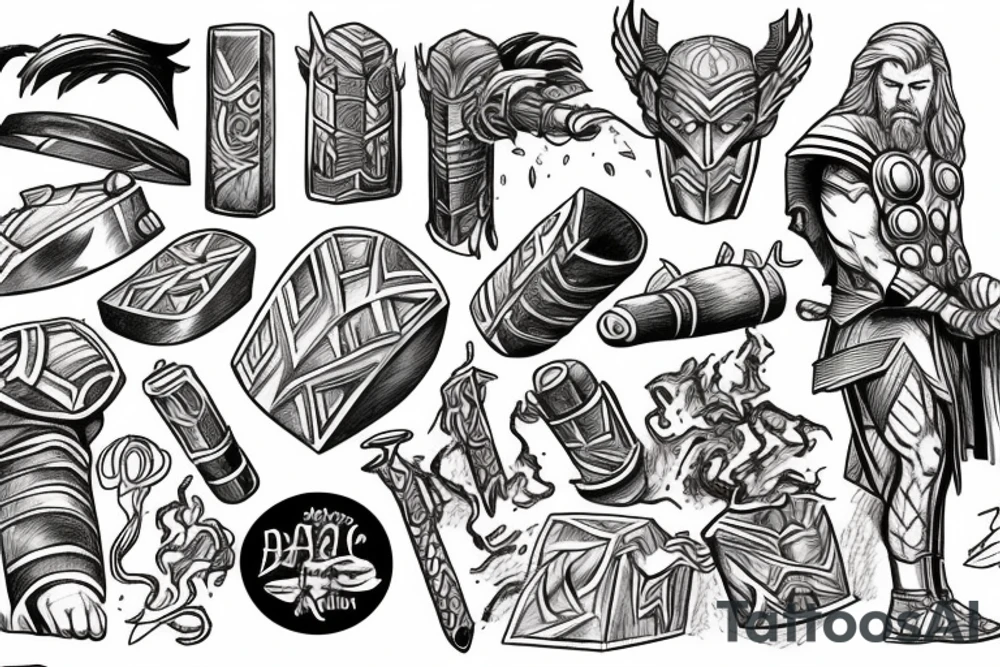 thor in battle tattoo idea