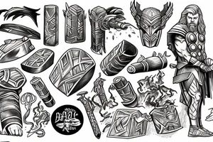 thor in battle tattoo idea