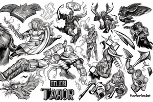 thor in battle tattoo idea