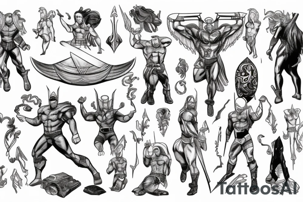 masculine thor hero pose tattoo idea