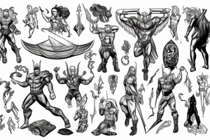 masculine thor hero pose tattoo idea