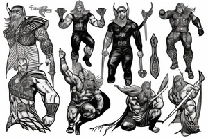 masculine thor hero pose tattoo idea