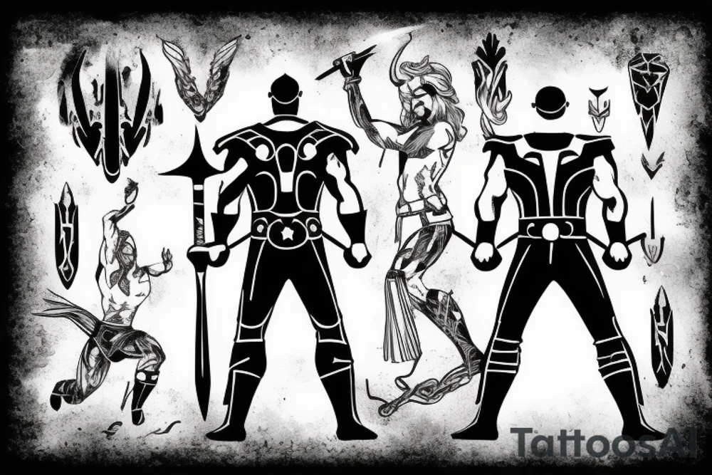 thor standing with mjolnir in hero pose tattoo idea thor standing with mjolnir in hero pose tattoo idea