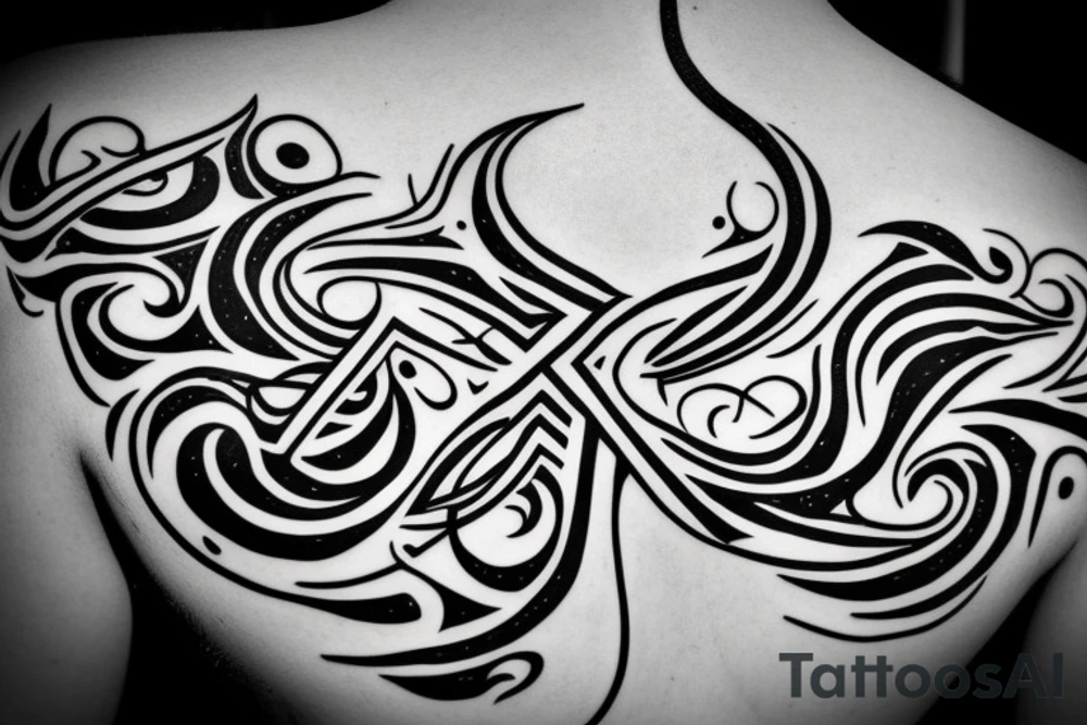 A design with the words ‘Sairam’ and ‘Reeshma’ , the design should be in the form of a straight line tattoo idea