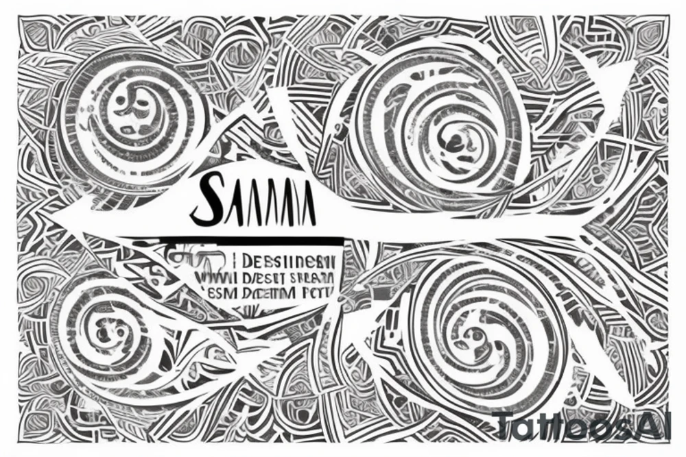 A design with the words ‘Sairam’ and ‘Reeshma’ , the design should be in the form of a straight line tattoo idea