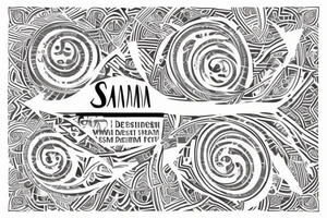 A design with the words ‘Sairam’ and ‘Reeshma’ , the design should be in the form of a straight line tattoo idea