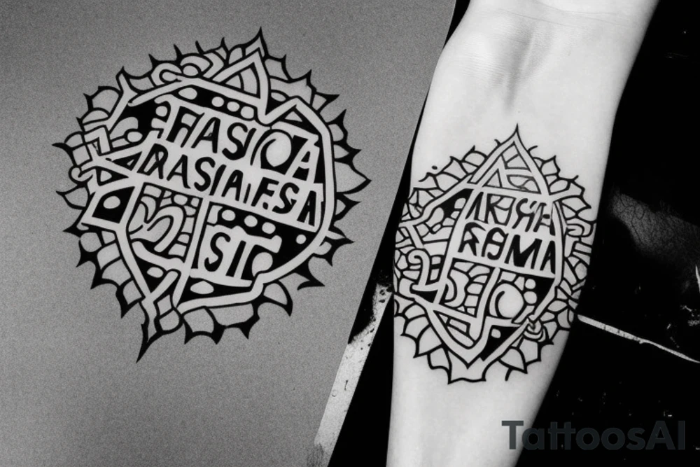 A small design with the words ‘Sairam’ and ‘Reeshma’ , the design should be in the form of a straight line tattoo idea