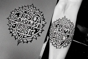 A small design with the words ‘Sairam’ and ‘Reeshma’ , the design should be in the form of a straight line tattoo idea