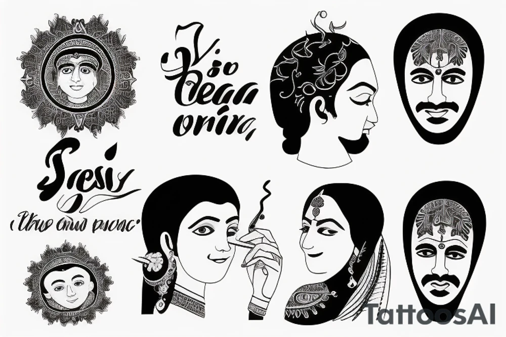 The words Sairam and Reeshma in a sentence tattoo idea