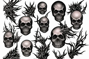 Skull fire thorns tattoo idea