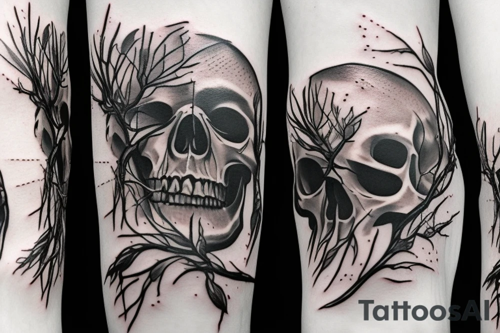 Skull fire thorns tattoo idea
