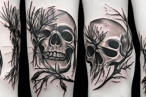 Skull fire thorns tattoo idea