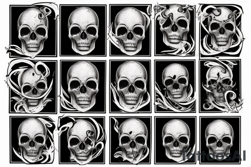 Skull fire fluff tattoo idea