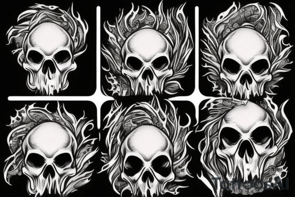 Skull fire fluff tattoo idea