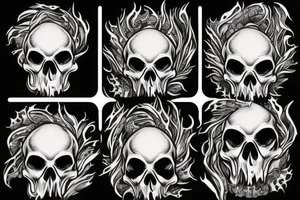 Skull fire fluff tattoo idea