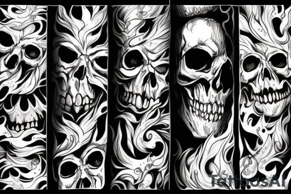 Skull fire fluff tattoo idea