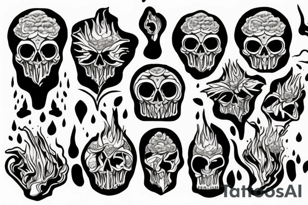 Skull fire fluff tattoo idea