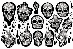 Skull fire fluff tattoo idea