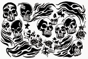 Skull fire cloud tattoo idea