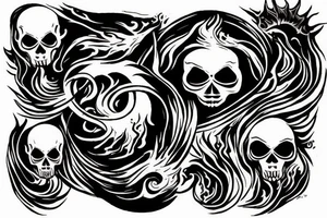 Skull fire cloud tattoo idea