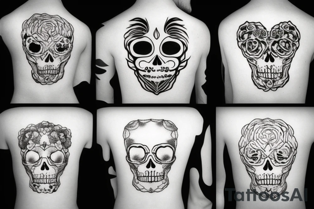 Ace spade fluffy cloud skull tattoo idea