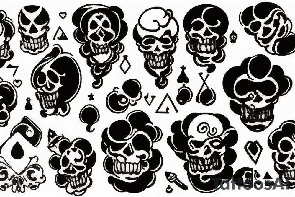Ace spade fluffy cloud skull tattoo idea