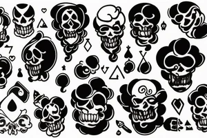 Ace spade fluffy cloud skull tattoo idea