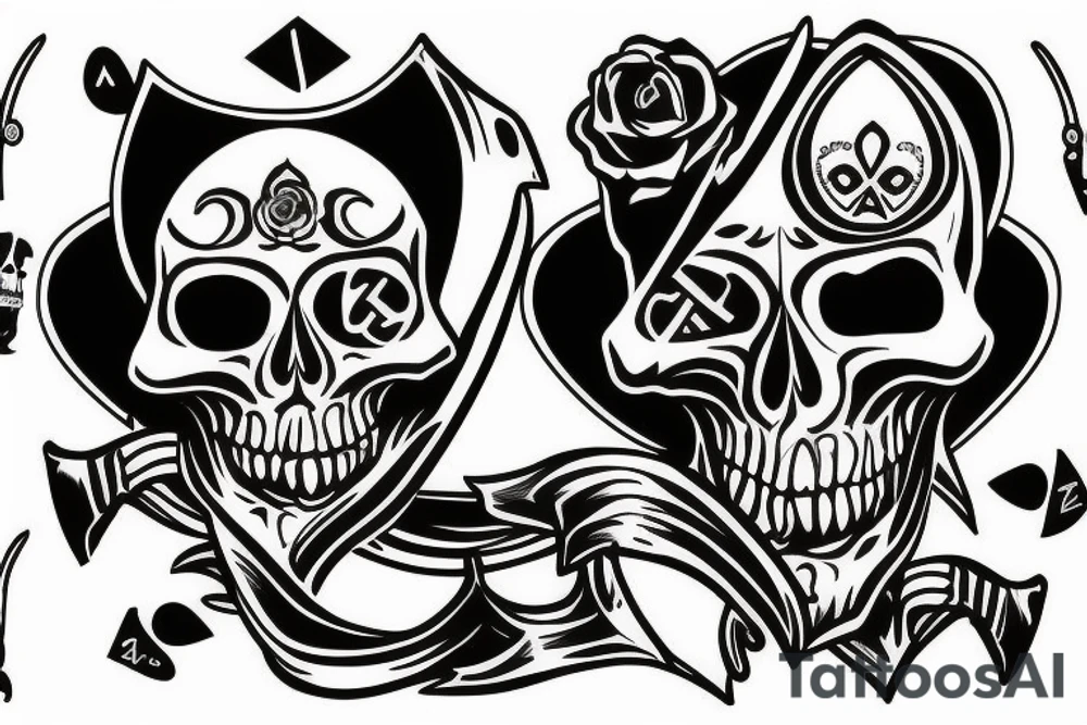 Ace spade skull tattoo idea