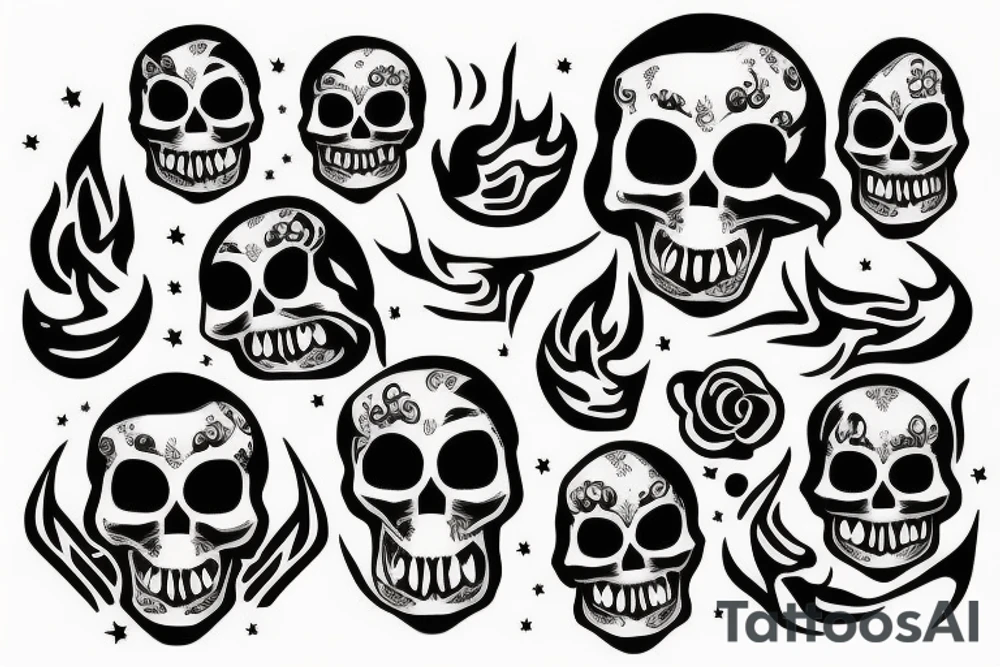 Skull with fire tattoo idea