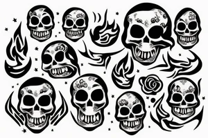 Skull with fire tattoo idea