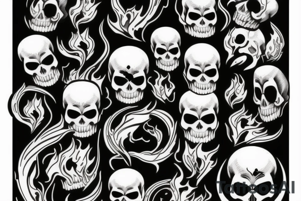 Skull with fire tattoo idea