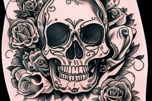 Skull with jewels forearm sleeve tattoo idea