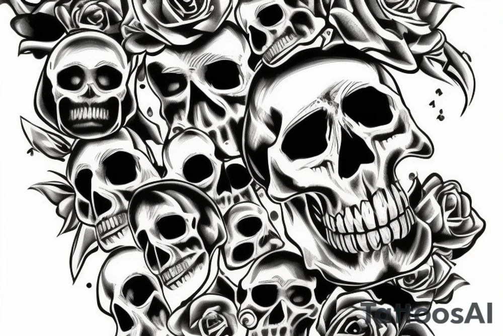 Skull with jewels forearm sleeve tattoo idea
