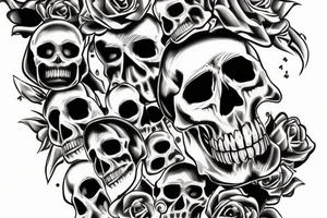 Skull with jewels forearm sleeve tattoo idea