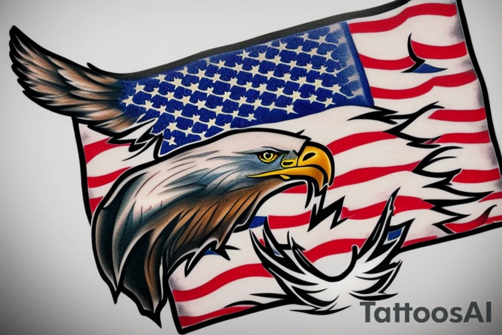 Eagle with the American flag tattoo idea