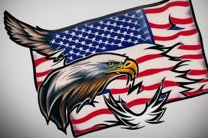 Eagle with the American flag tattoo idea