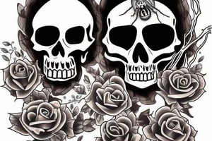 Skull with jewels forearm sleeve and jumping spider tattoo idea