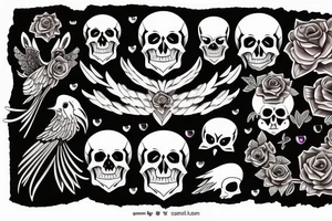 Skull with jewels forearm sleeve and dove tattoo idea