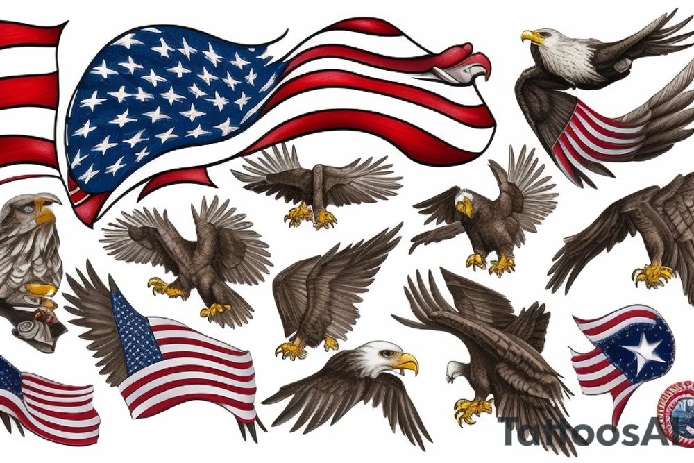 Eagle with the American flag tattoo idea