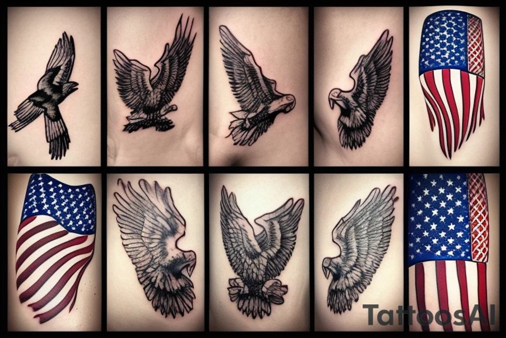 Eagle with the American flag tattoo idea