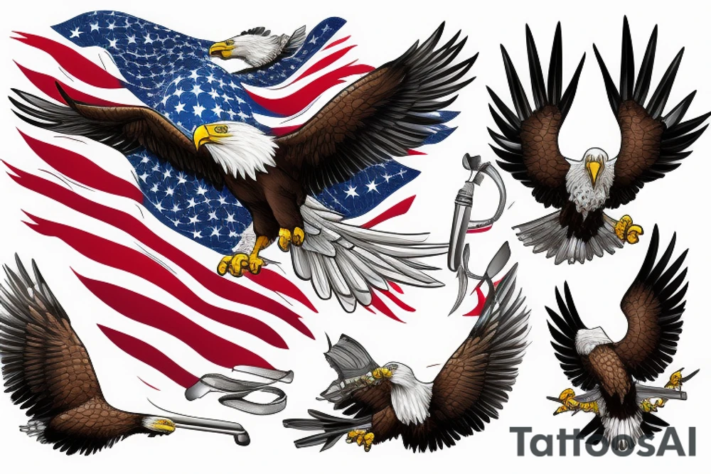 Eagle with the American flag tattoo idea