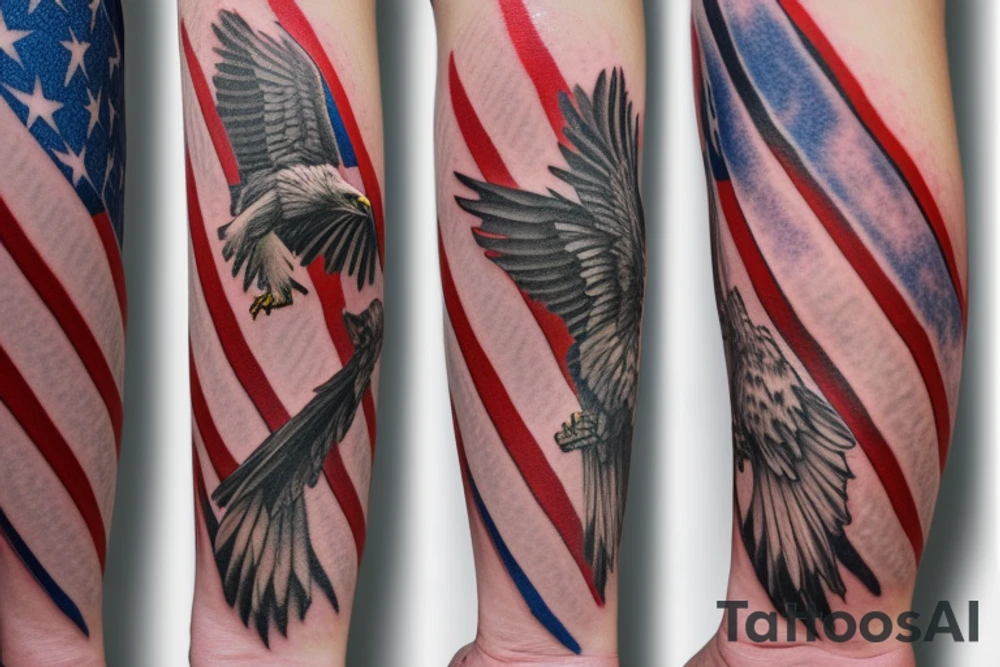 Eagle with the American flag tattoo idea