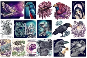 cards raven ocean tattoo idea