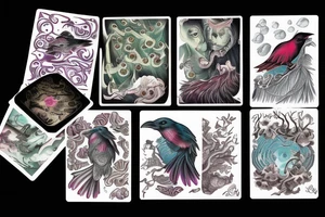 cards raven ocean tattoo idea