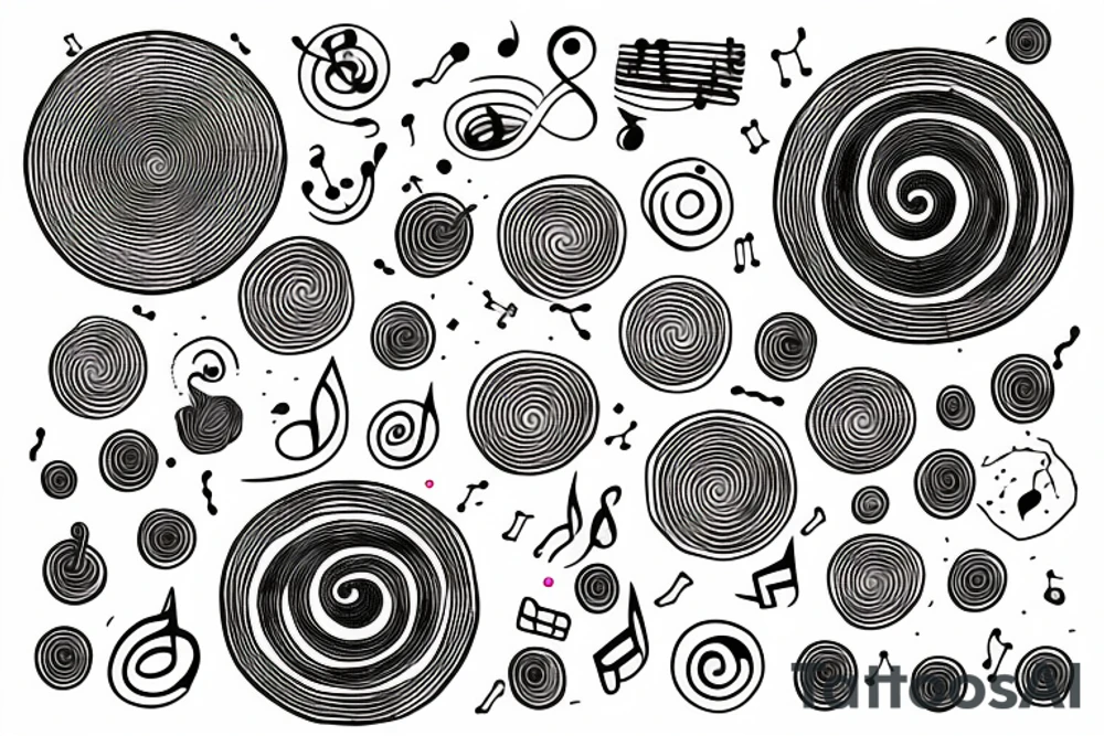 Universe made of musical notes circle tattoo idea