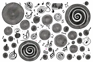 Universe made of musical notes circle tattoo idea