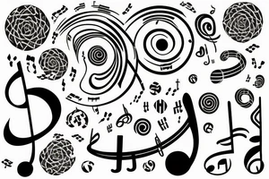 Universe made of musical notes circle tattoo idea