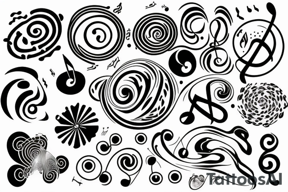Universe made of musical notes circle tattoo idea